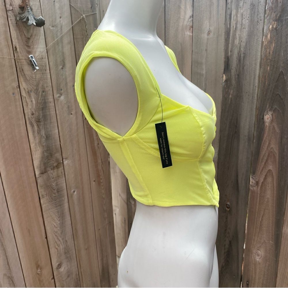 AFRM Myla Corset Crop Top in Sunny Lime NWT size XS - Picture 5 of 12